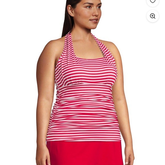 Lands End Nautical Red/White Stripe Halter Tankini Swim Top Only Women’s 8 NWT - Picture 7 of 8